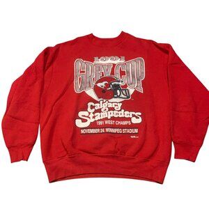 Vintage 1992 Grey Cup Calgary Stampeders Sweatshirt Sweater Men's L Boxy CFL 90s